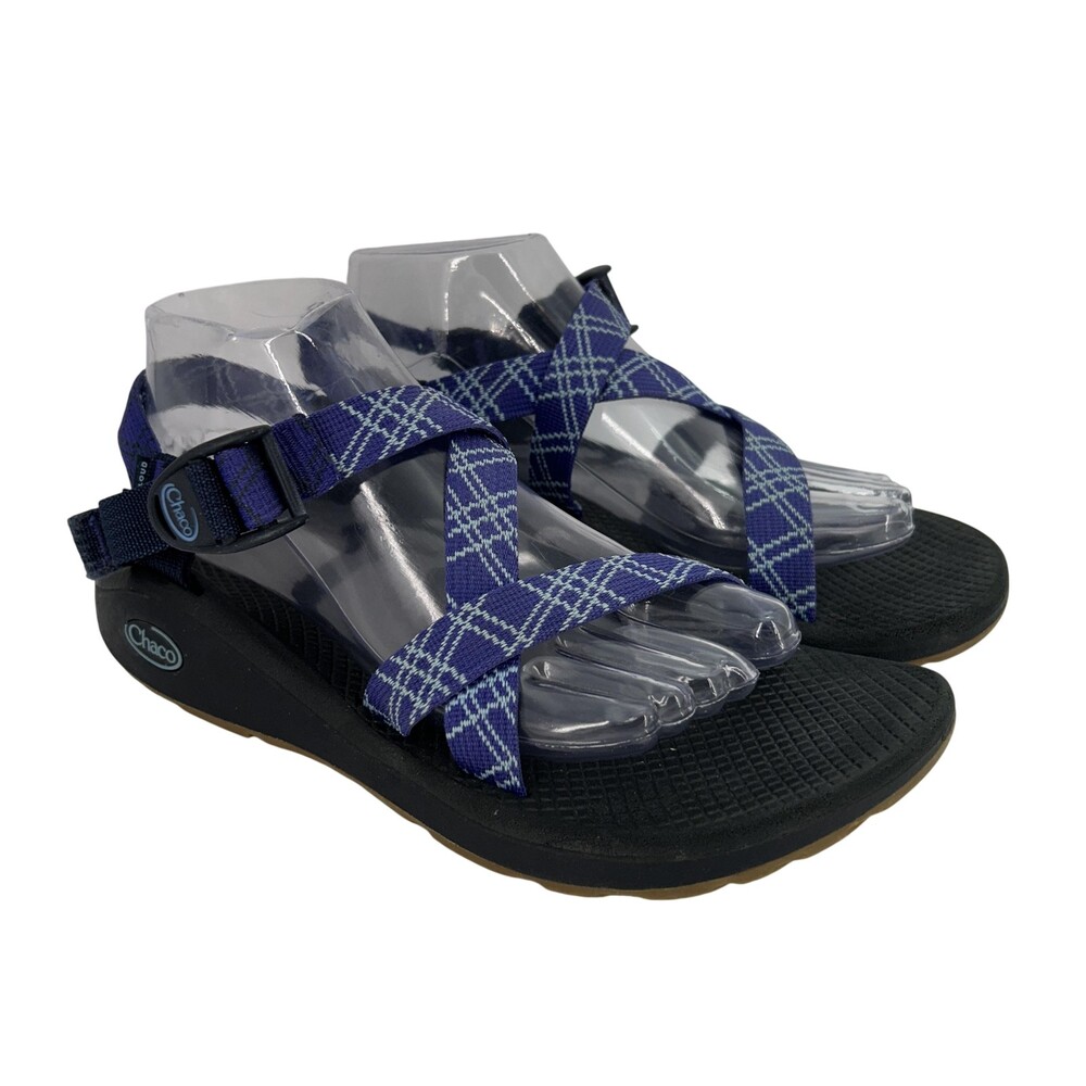Chaco Z Cloud X Sandals Shoes Womens Size 9 Blue Plaid Strappy Hiking Outdoor